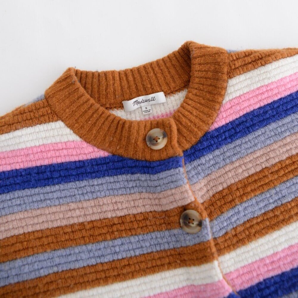 Madewell Striped Cardigan in Brown, Blue, Pink, Lavender, White - Picture 10 of 10